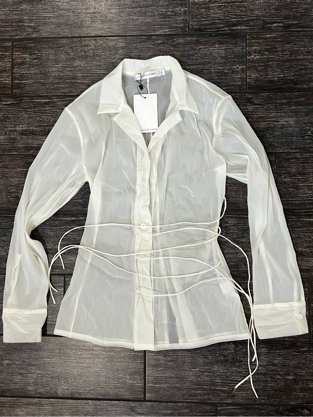 Christopher Esber Tidal Tie Front Sheer Shirt
